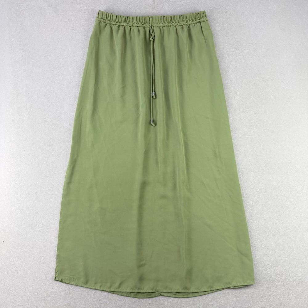 Fourteenth Place Maxi Skirt Women L Green Elastic Waist Drawstring Boho Fairy